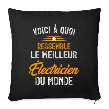 Voici à quoi ressemble le meilleur Électricien - Housse de coussin décorative 45 x 45 cm - noir - Devant