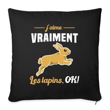 J'aime vraiment les Lapins OK - Housse de coussin décorative 45 x 45 cm - noir - Devant