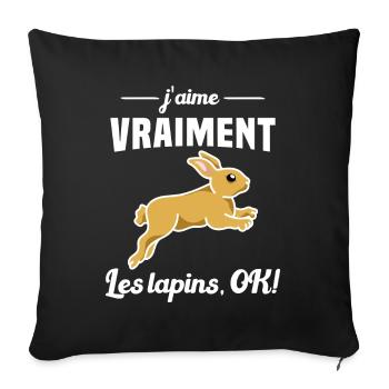 J'aime vraiment les Lapins OK - Housse de coussin décorative 45 x 45 cm - noir - Devant