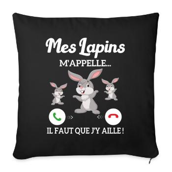 Mes Lapins m'appellent et je dois aller - Housse de coussin décorative 45 x 45 cm - noir - Devant