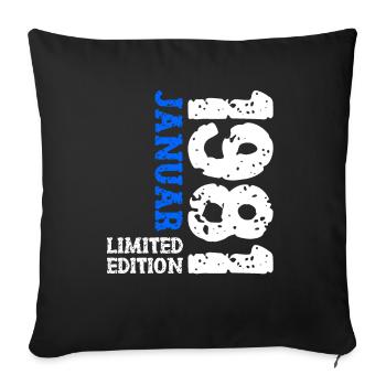 1981 January Limited Edition Deco Birthday Outfit - Sofa pillowcase 17,3'' x 17,3'' (45 x 45 cm) - black - Front