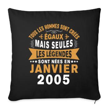Les légendes sont nées en Janvier 2005 Vintage - Housse de coussin décorative 45 x 45 cm - noir - Devant