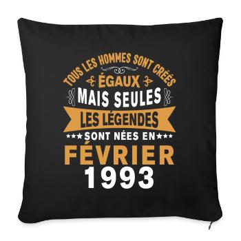 Les légendes sont nées en Février 1993 Vintage - Housse de coussin décorative 45 x 45 cm - noir - Devant