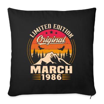 Vintage Born In March 1986 Geburtstagsgeschenk - Sofakissenbezug 45 x 45 cm - Schwarz - Vorne