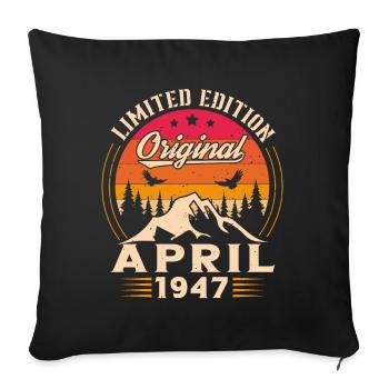 Vintage Nées En Avril 1947 Cadeau D'anniversaire - Housse de coussin décorative 45 x 45 cm - noir - Devant