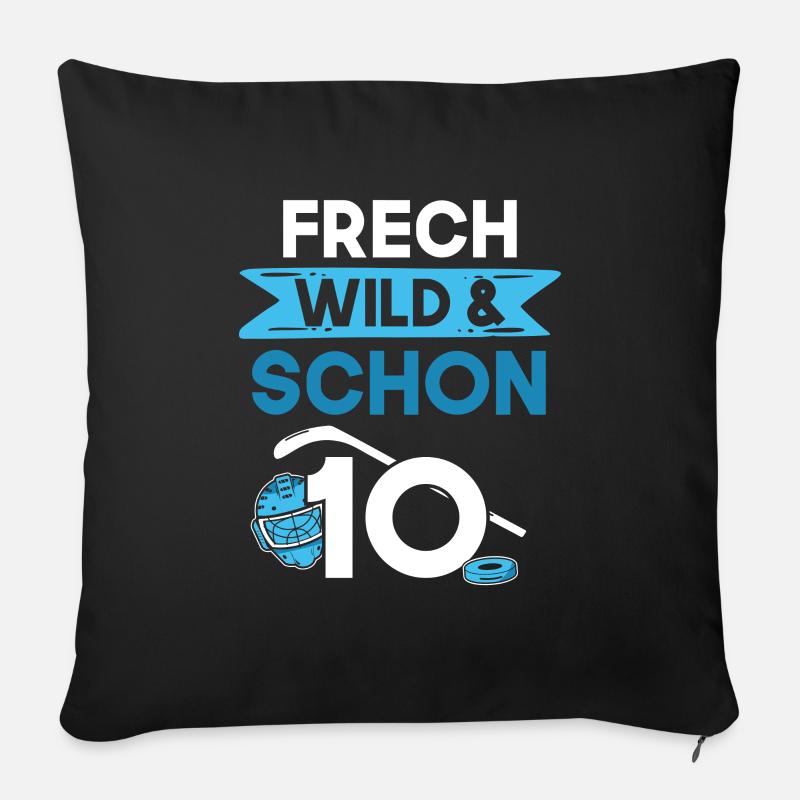 10 Jahre Geburtstag Junge Mädchen Eishockey - Sofakissenbezug 45 x 45 cm - Schwarz