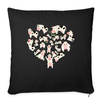 Herz Rinder Kuh - Sofakissenbezug 45 x 45 cm - Schwarz - Vorne