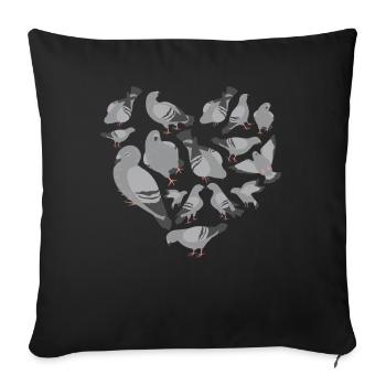 Herz Taube - Sofakissenbezug 45 x 45 cm - Schwarz - Vorne