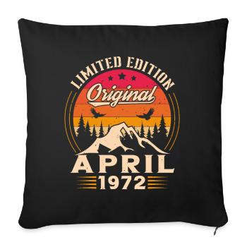 Vintage Nées En Avril 1972 Cadeau D'anniversaire - Housse de coussin décorative 45 x 45 cm - noir - Devant