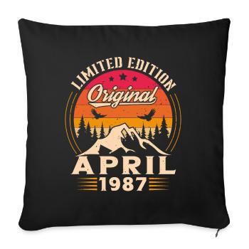 Vintage Nées En Avril 1987 Cadeau D'anniversaire - Housse de coussin décorative 45 x 45 cm - noir - Devant