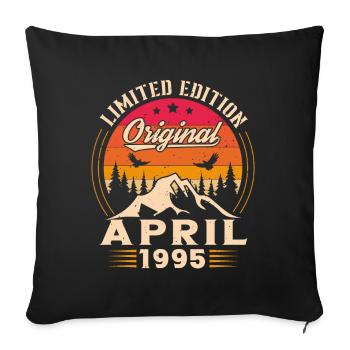 Vintage Nées En Avril 1995 Cadeau D'anniversaire - Housse de coussin décorative 45 x 45 cm - noir - Devant