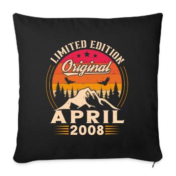 Vintage Nées En Avril 2008 Cadeau d’anniversaire - Housse de coussin décorative 45 x 45 cm - noir - Devant