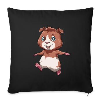 Meerschweinchen rennt weg - Sofakissenbezug 45 x 45 cm - Schwarz - Vorne