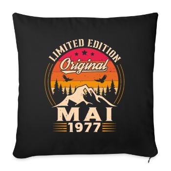 Vintage Nées En Mai 1977 Cadeau D'anniversaire - Housse de coussin décorative 45 x 45 cm - noir - Devant