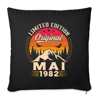 Mai 1982 Vintage Nées En Mai 1982 Anniversaire - Housse de coussin décorative 45 x 45 cm - noir - Devant