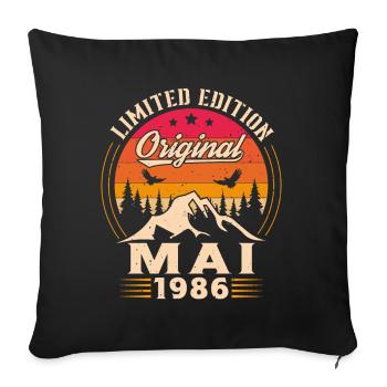 Mai 1986 Vintage Nées En Mai 1986 Anniversaire - Housse de coussin décorative 45 x 45 cm - noir - Devant