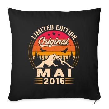 Mai 2015 Vintage Nées En Mai 2015 Anniversaire - Housse de coussin décorative 45 x 45 cm - noir - Devant
