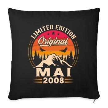 Mai 2008 Vintage Nées En Mai 2008 Anniversaire - Housse de coussin décorative 45 x 45 cm - noir - Devant