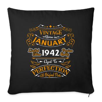 Vintage né en Janvier 1942 Cadeau D'anniversaire - Housse de coussin décorative 45 x 45 cm - noir - Devant