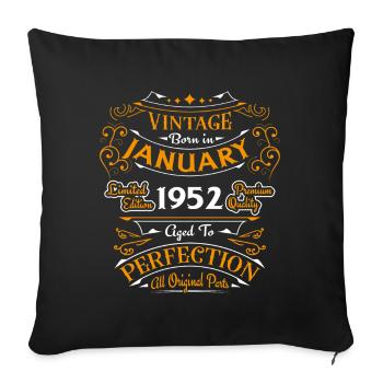 Vintage né en Janvier 1952 Cadeau D'anniversaire - Housse de coussin décorative 45 x 45 cm - noir - Devant