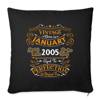 Vintage né en Janvier 2005 Cadeau D'anniversaire - Housse de coussin décorative 45 x 45 cm - noir - Devant