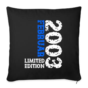 2003 Février Édition Limitée Anniversaire Homme Femme - Housse de coussin décorative 45 x 45 cm - noir - Devant