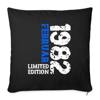 1982 février édition limitée anniversaire homme femme - Housse de coussin décorative 45 x 45 cm - noir - Devant