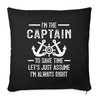 Le Capitaine A Toujours Raison C'est Moi Capitaine - Housse de coussin décorative 45 x 45 cm - noir - Devant