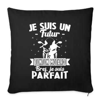 Je suis un futur Tonton Motard Humour Tonton - Housse de coussin décorative 45 x 45 cm - noir - Devant