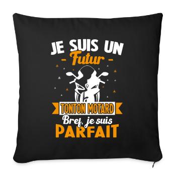 Je suis un futur Tonton Motard Humour Tonton - Housse de coussin décorative 45 x 45 cm - noir - Devant