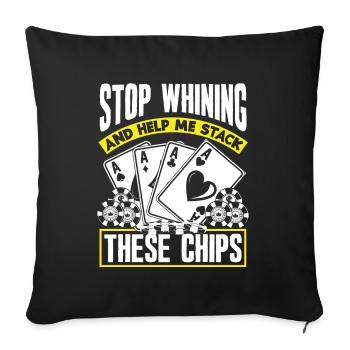 Joueur de poker Joueur de poker Cadeau de poker - Housse de coussin décorative 45 x 45 cm - noir - Devant