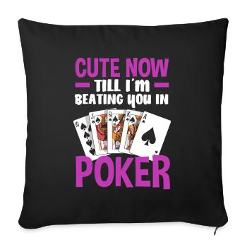 Joueur de poker Joueur de poker Cadeau de poker - Housse de coussin décorative 45 x 45 cm - noir - Devant
