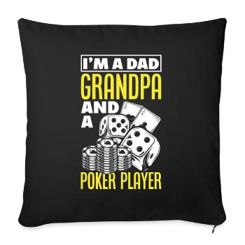 Joueur de poker Joueur de poker Cadeau de poker - Housse de coussin décorative 45 x 45 cm - noir - Devant