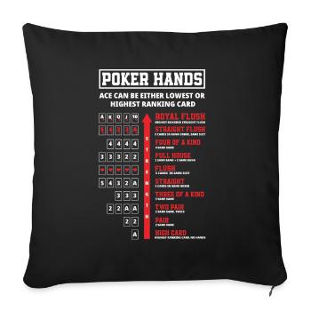 Joueur de poker Joueur de poker Cadeau de poker - Housse de coussin décorative 45 x 45 cm - noir - Devant