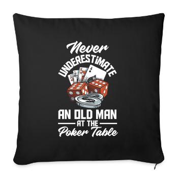 Joueur de poker Joueur de poker Cadeau de poker - Housse de coussin décorative 45 x 45 cm - noir - Devant