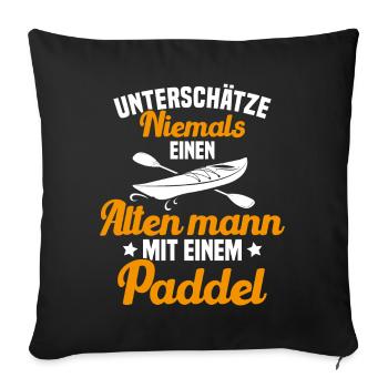 Vieil homme avec pagaie Humour Cadeau - Housse de coussin décorative 45 x 45 cm - noir - Devant