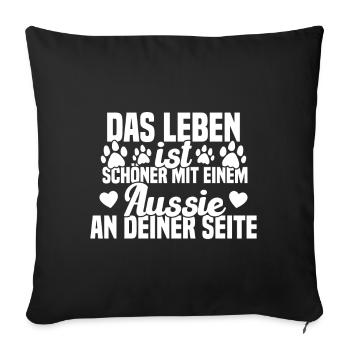 Aussie Chien Drôle de berger australien - Housse de coussin décorative 45 x 45 cm - noir - Devant