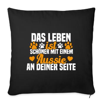Aussie Chien Drôle de berger australien - Housse de coussin décorative 45 x 45 cm - noir - Devant