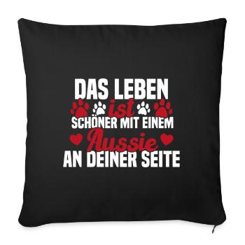 Aussie Chien Drôle de berger australien - Housse de coussin décorative 45 x 45 cm - noir - Devant
