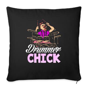 Drums Drummer Girl Gift - Housse de coussin décorative 45 x 45 cm - noir - Devant