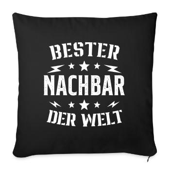 Meilleur Voisin Du Monde Humour Cadeau - Housse de coussin décorative 45 x 45 cm - noir - Devant