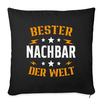 Meilleur Voisin Du Monde Humour Cadeau - Housse de coussin décorative 45 x 45 cm - noir - Devant