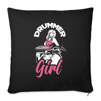 Drums Girl Drummer Gift - Housse de coussin décorative 45 x 45 cm - noir - Devant