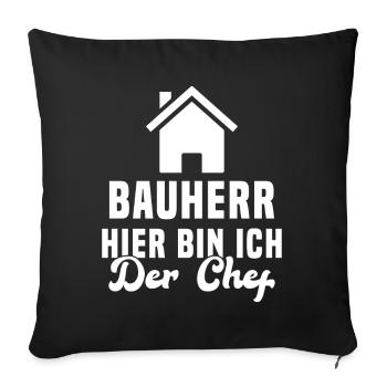 Maître d'ouvrage Ici, c'est moi le chef Chantier - Housse de coussin décorative 45 x 45 cm - noir - Devant
