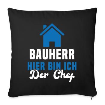 Maître d'ouvrage Ici, c'est moi le chef Chantier - Housse de coussin décorative 45 x 45 cm - noir - Devant