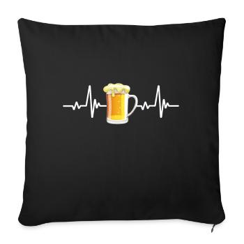 Beer heartbeat gift - Sofa pillowcase 17,3'' x 17,3'' (45 x 45 cm) - black - Front