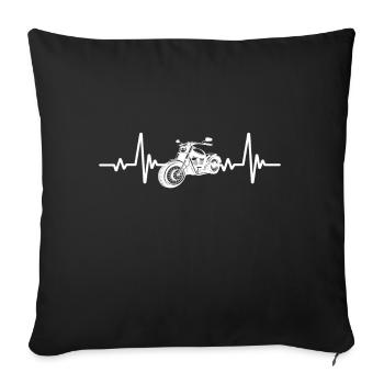 Motorcyclist Heartbeat Line Motorcycle Gift - Sofa pillowcase 17,3'' x 17,3'' (45 x 45 cm) - black - Front