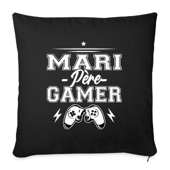 Mari Père Gamer Jeux Vidéo Fête Des Pères Cadeau - Housse de coussin décorative 45 x 45 cm - noir - Devant