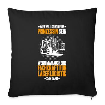Fachkraft für Lagerlogistik Warehouse Worker Lager - Sofakissenbezug 45 x 45 cm - Schwarz - Vorne