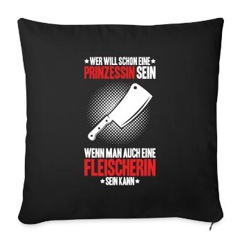 Fleischer Metzger Fleischerei Metzgerei Butcher - Sofakissenbezug 45 x 45 cm - Schwarz - Vorne